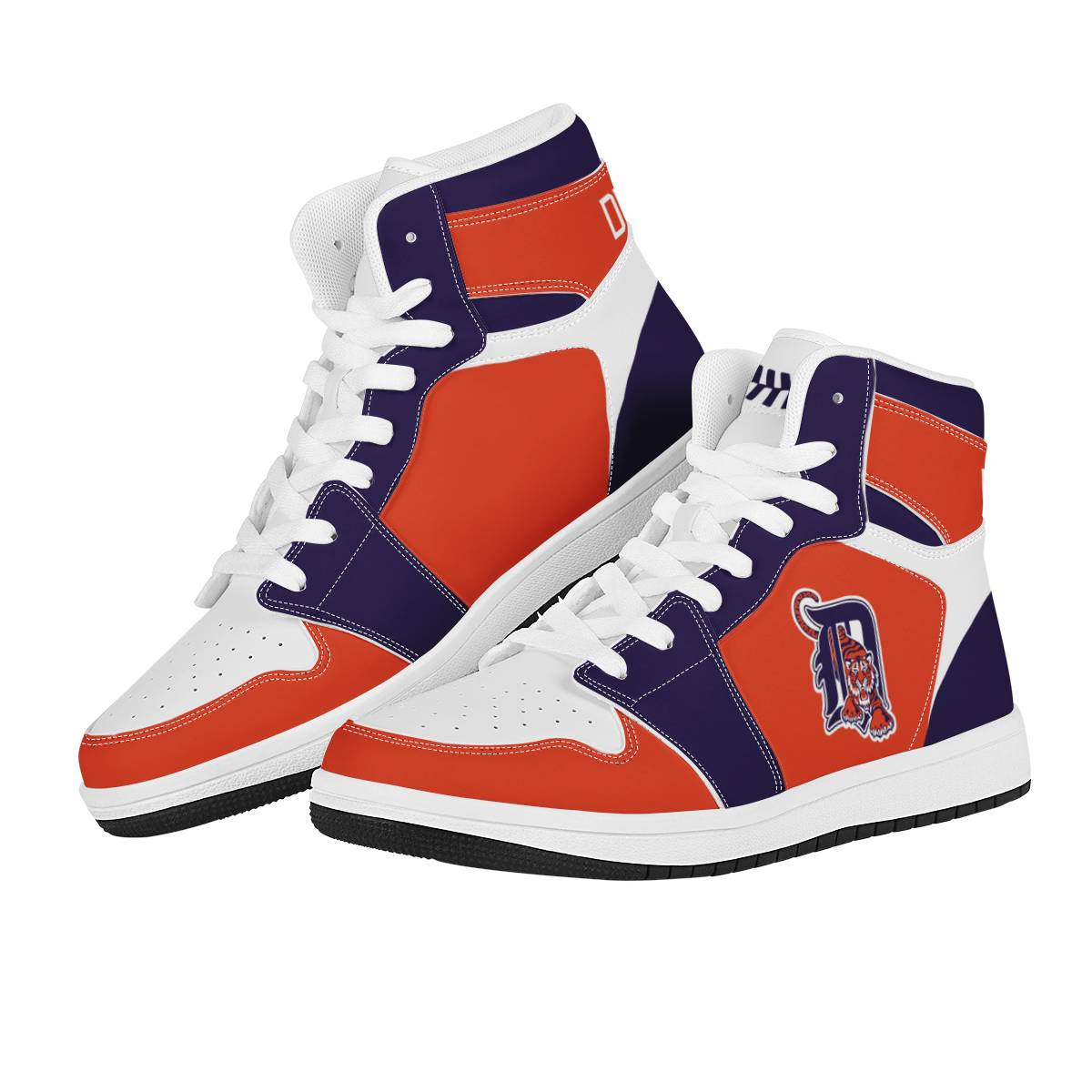 Women's Detroit Tigers High Top Leather AJ1 Sneakers 002